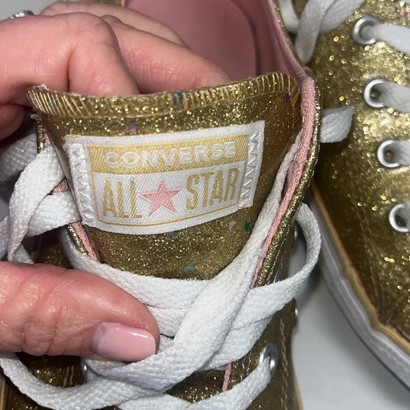Converse All Star gold w/ sparkles lop top sneakers size 5 Junior’s- unisex - Picture 8 of 13